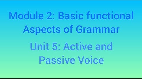 Functional Grammar and Communication in English : Active and Passive voice
