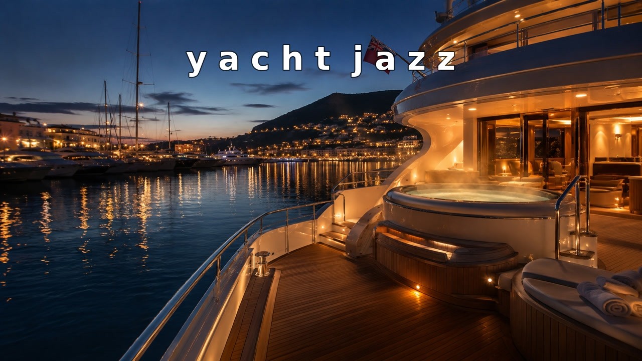 Luxury Jazz on a Superyacht Deck at Dusk | Smooth Saxophone & Piano | Marina Lights & Ocean Air