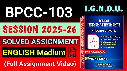 BPCC 103 Solved Assignment 2025-26 English, BPCC 103 Solved Assignment 25-26, BPCC-103 Assignment