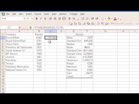 Standardized Z Score Using Excel Youtube