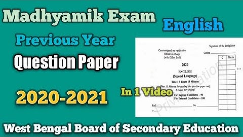 Madhyamik Exam Subject English Previous Year Questions Paper 2020-2021
