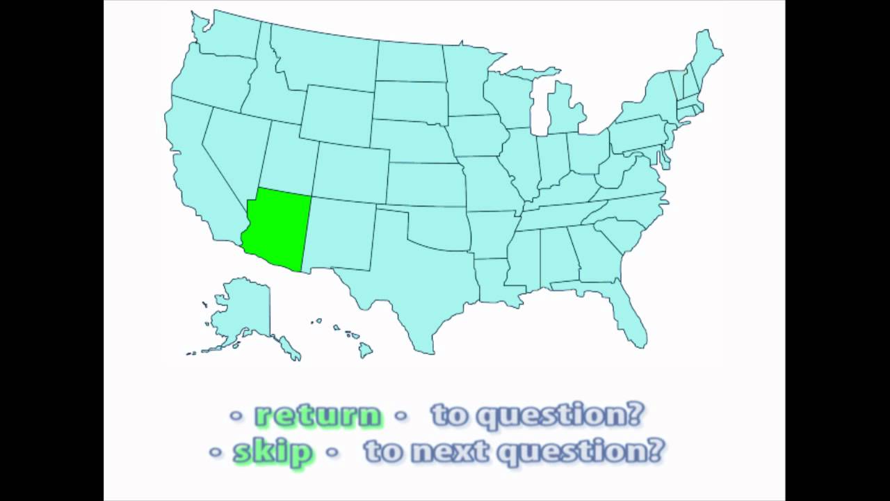 Interactive United States Map Quiz - Location of Arizona - YouTube