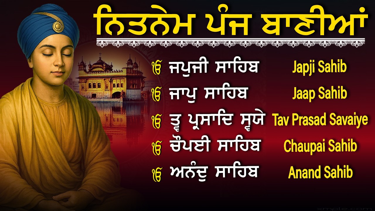 Nitnem Panj Bania  ਨਿਤਨੇਮ ਪੰਜ ਬਾਣੀਆ | Nitnem Sahib Full Path | japji sahib | Vol-1262 #nitnem