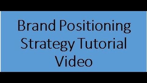 Module 3 Brand Management Positioning Strategy Tutorial Video
