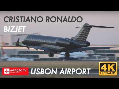 Cristiano Ronaldo CR7 Luxury Private Jet - Bombardier Global Express XRS LX-GOL at Lisbon Airport