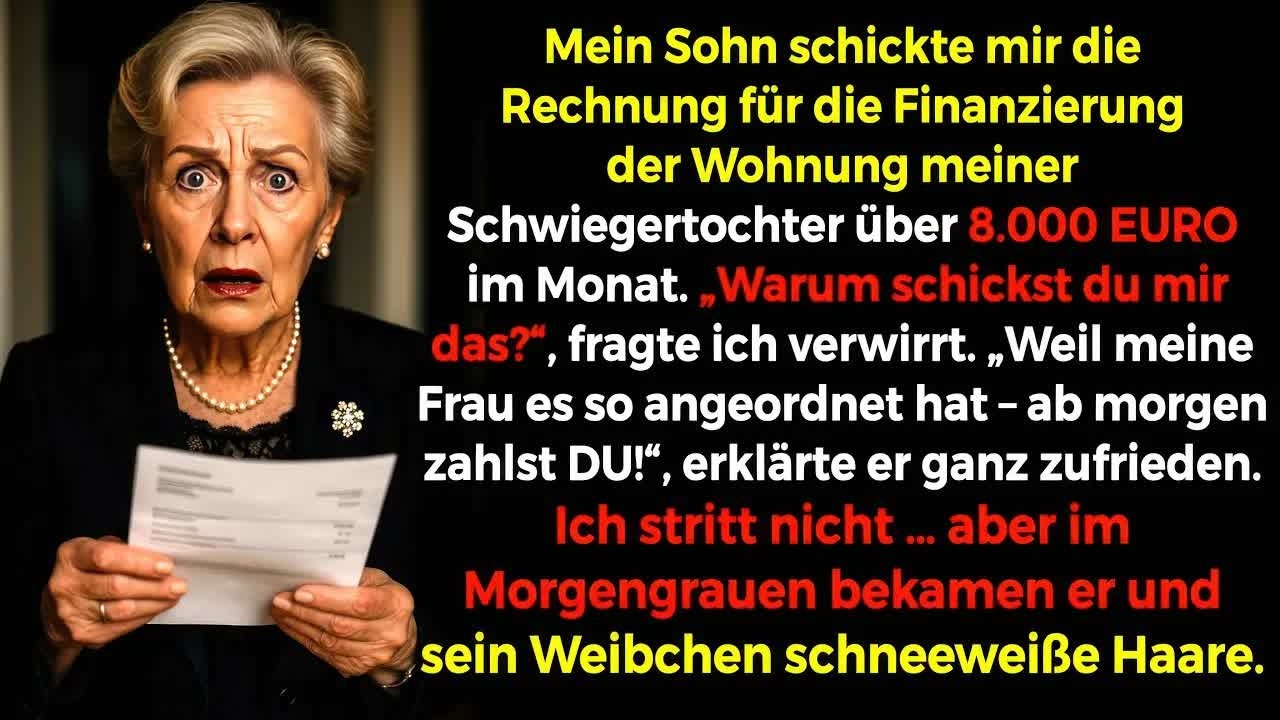Mein Sohn schickte mir eine Quittung über 8000 Euro monatlich und schrieb: „Ab morgen zahlst du.“ Er und seine Frau hatten mich hintergangen, um mir alles zu nehmen, was ich mir in 30 Jahren...