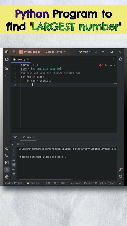 Python program to find largest number in the list - YouTube