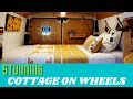 Van Life: Senior Female Builds Stunning Cottage On Wheels in VAN