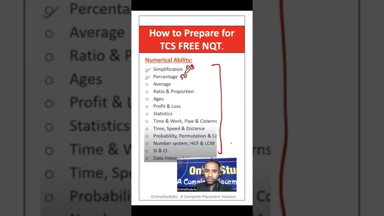 TCS NQT Preparation . TCS Nqt Crash Course @OnlineStudy4u