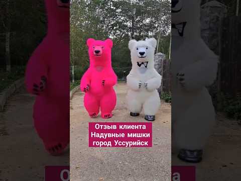 Поздравление от белого и розового медведя город Уссурийск #розовыймедведь #белыймедведь #shorts