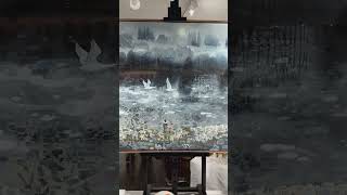 Dawn Stacey - a close up look at "Winter sun flight " and original painting