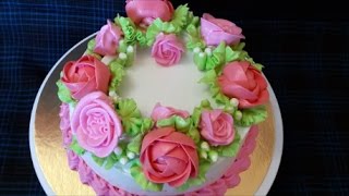 Украшение торта в МАЛАЗИЙСЬКОМ стиле КРЕМОМ Торт с ЦВЕТАМИ Оформление тортов