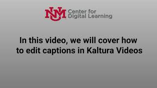 Editing Captions in Kaltura Videos