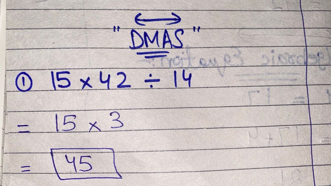 Dmas Notes 15 × 42 ÷ 14 || Solve Using DMAS Rule - YouTube