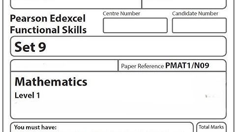 Functional Skills Maths L1 Past Paper 9 Pearson Edexcel