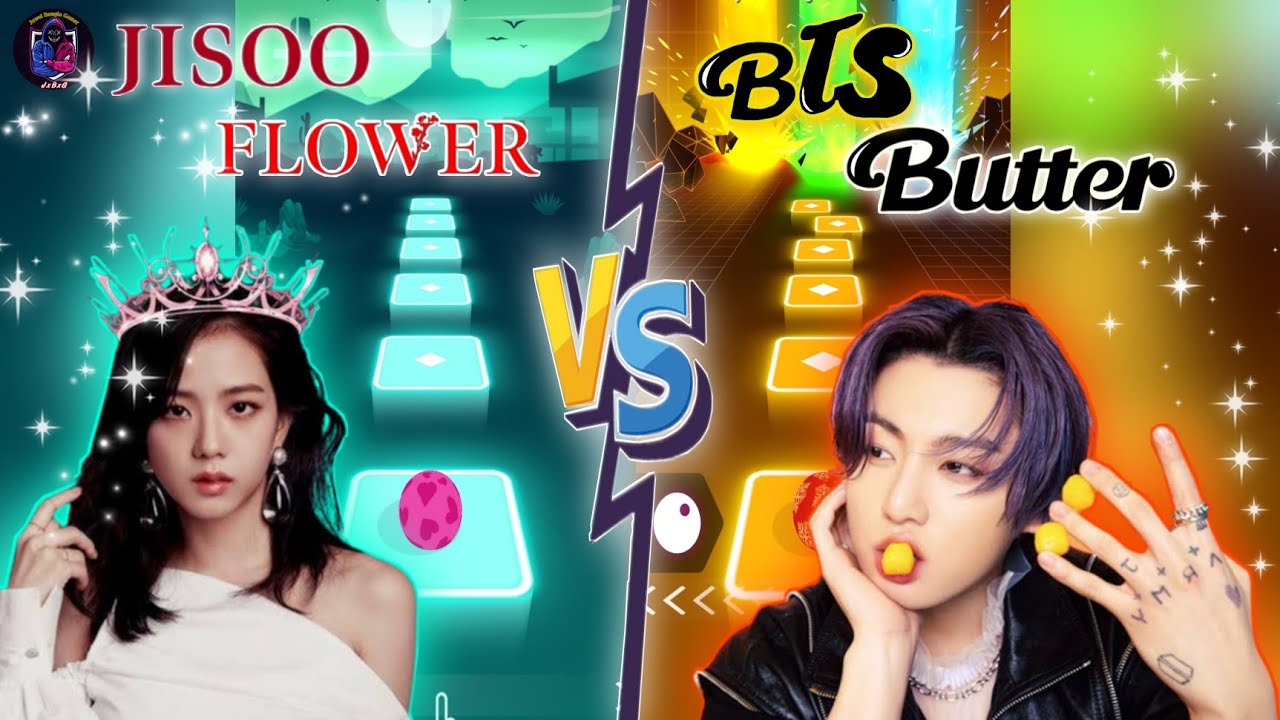 Blackpink Flower_(Jisso) VS BTS Butter_in tiles hop game play
