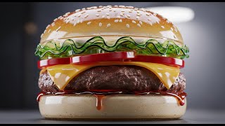Can You Believe Your Eyes The Glass Tomato Deluxe Burger Hyper Realistic Glass Food ASMR Cinematic