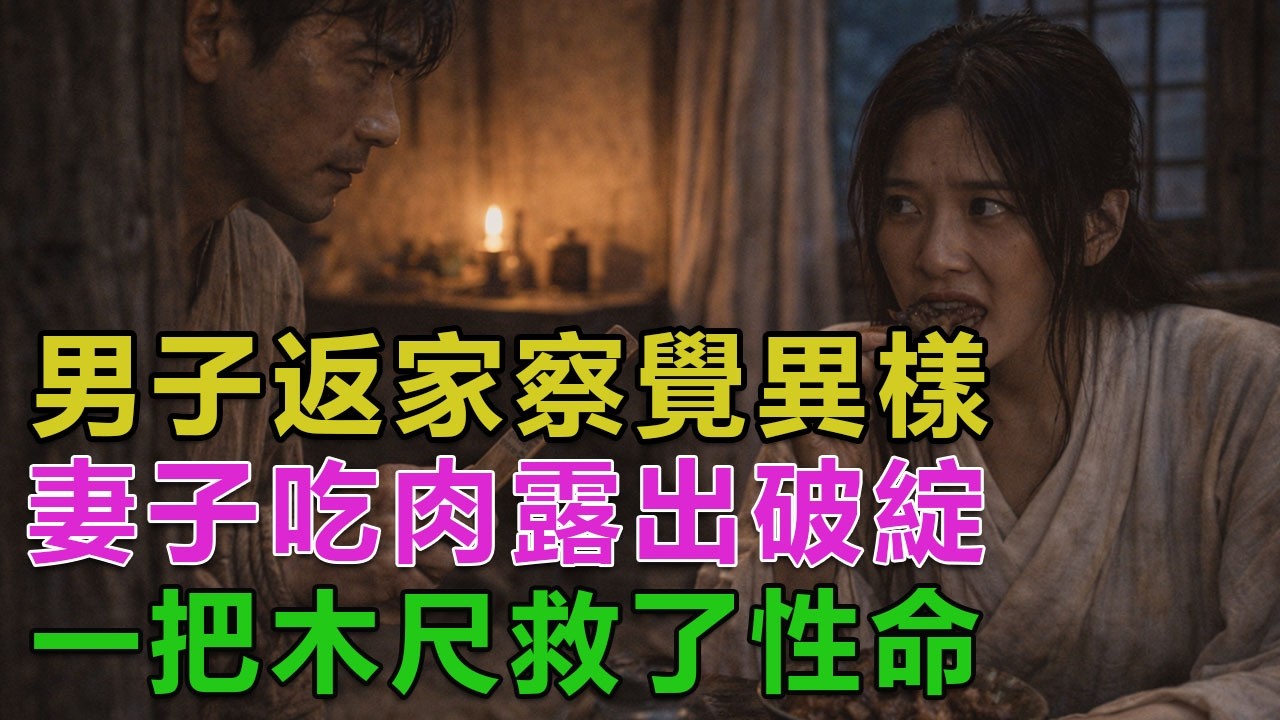 民間故事：男子返家察覺異樣，妻子吃肉露出破綻，一把木尺救了性命