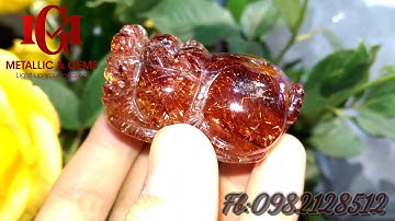 (ĐÃ CHIA TAY) Tỳ hưu thạch anh tóc đỏ rực rỡ trong vắt cực nhiều tóc