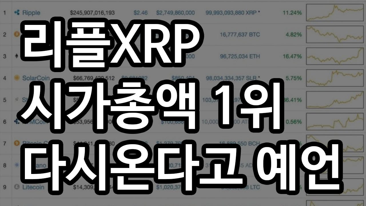 리플 XRP 비트코인 이더리움 에이다 : 리플XRP 시가총액 1위 다시온다고 예언
