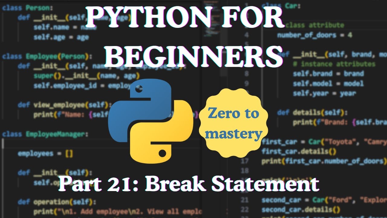 Python for Beginners — Part 21: Break Statement - YouTube