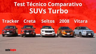 Tracker, Creta, Seltos, 2008, Vitara  Test técnico Comparativo SUVs Turbo