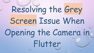 Resolving the Grey Screen Issue When Opening the Camera in Flutter screenshot 2