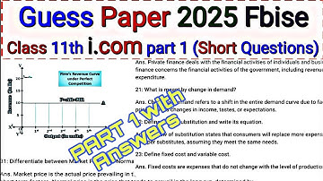 Principles of Economics Guess Paper 2025 | I.Com Part 1 FBISE | Important Short Questions