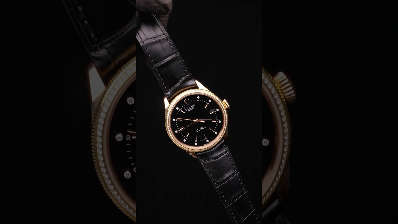 Rolex Cellini Time Rose Gold Black Dial Diamond Mens Watch 50605 l SwissWatchExpo
