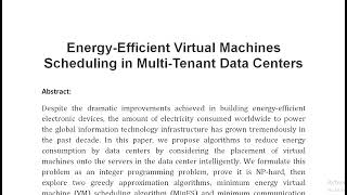 Energy Efficient Virtual Machines Scheduling in Multi Tenant Data Centers