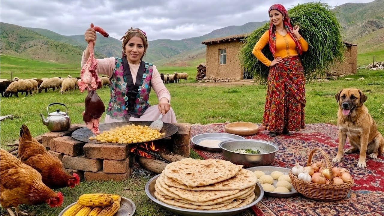 Daily Rural Life | Cooking Lamb Liver & Heart and Baking Traditional Tandoor Bread