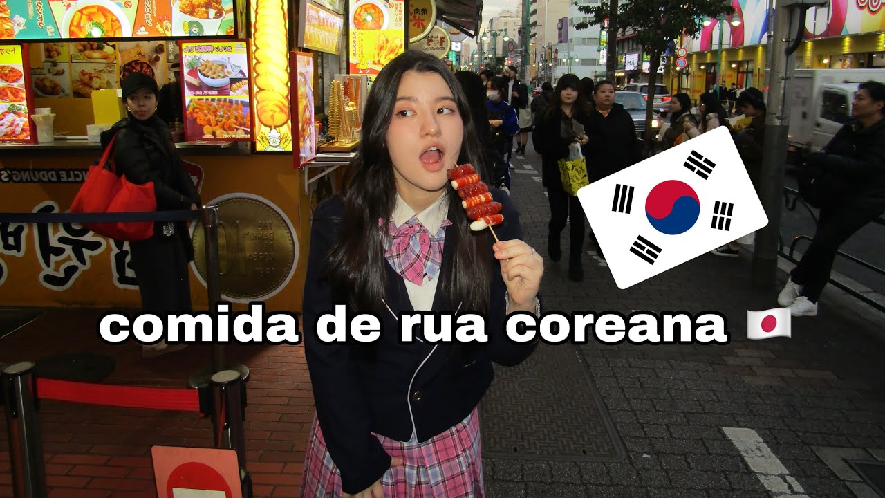PROVANDO COMIDA DE RUA COREANA 🇰🇷 - no japão