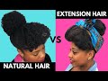 Quick and Easy High Bun on Natural Hair| How to: High bun with WEAVE