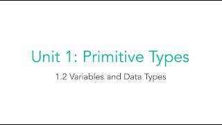 AP CSA 1.2 Variables and Data Types