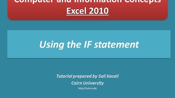 Using the IF statement in Excel 2010