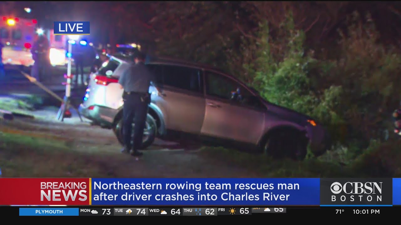 Northeastern Rowing Team Helps Rescue Driver From Charles River - YouTube