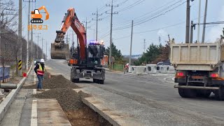 08w 우수 관로 골재 되메우기 및 평탄작업 (골재 나라시) / Excavator Pipe Line Work / ショベルカー