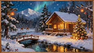 Cozy Christmas Cabin Snowfall 4K | Holiday Art Screensaver | Framed Winter Painting screenshot 4