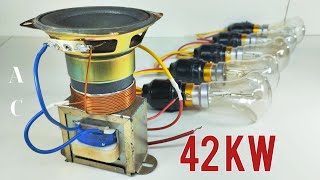 I turn Speaker magnet Into 42 KW Powerful 240v Using Transformer and Copper wire