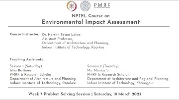 NPTEL Problem Solving Session - NOC23-AR04 Environmental Impact Assessment - Week 7 - Part 2