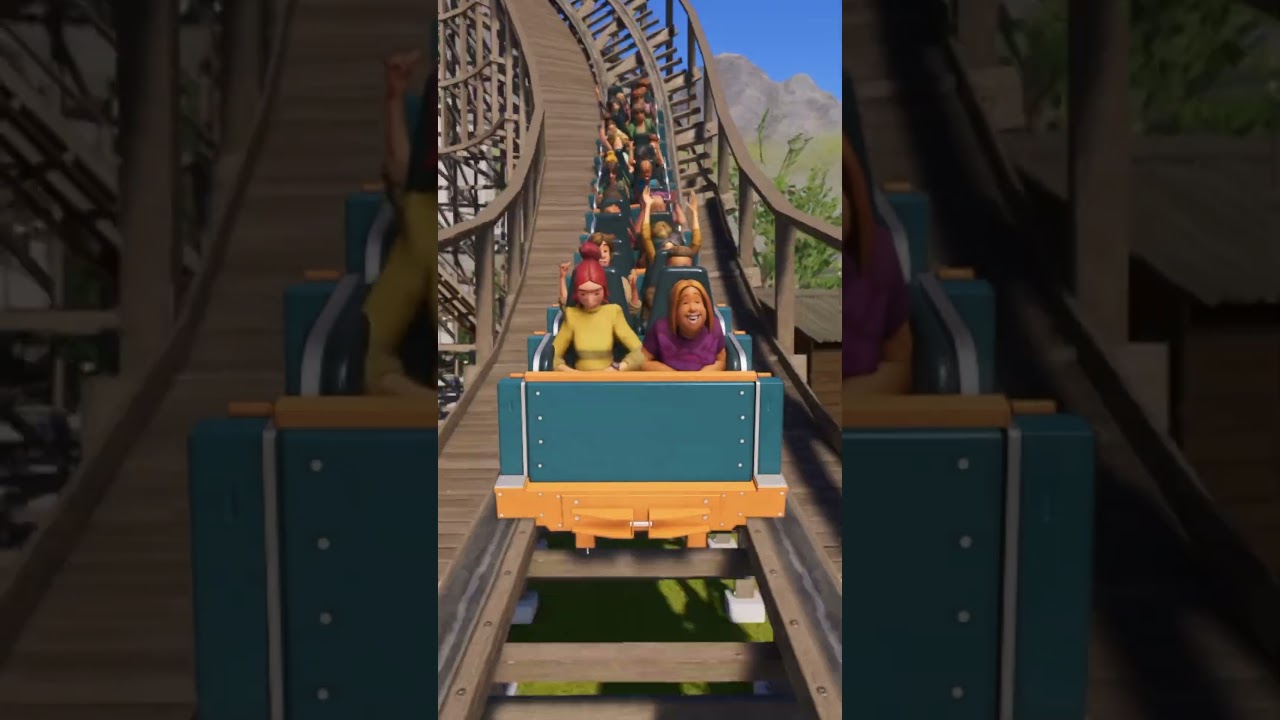 This new Pine Passage wooden coaster is absolutely crushing it! 🌲🔥 #planetcoaster2  #rollercoaster