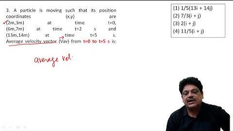 A particle is moving such that its position coordinates (x,y) are (2m,3m) at time t=0 (6m,7m) at