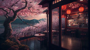 Japanese Lofi Music | Relax, Sleep, Chill. Japanese cafe with sakura and a beautiful view