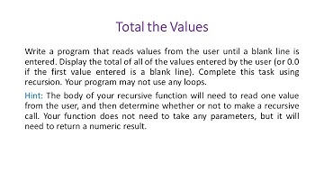 Recursion Exercises: Total the values by Dr. Vinoth Babu Kumaravelu