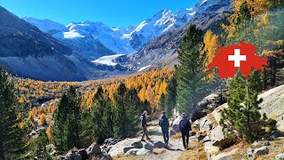 Hike to Morteratsch Glacier Trail near St Moritz Switzerland