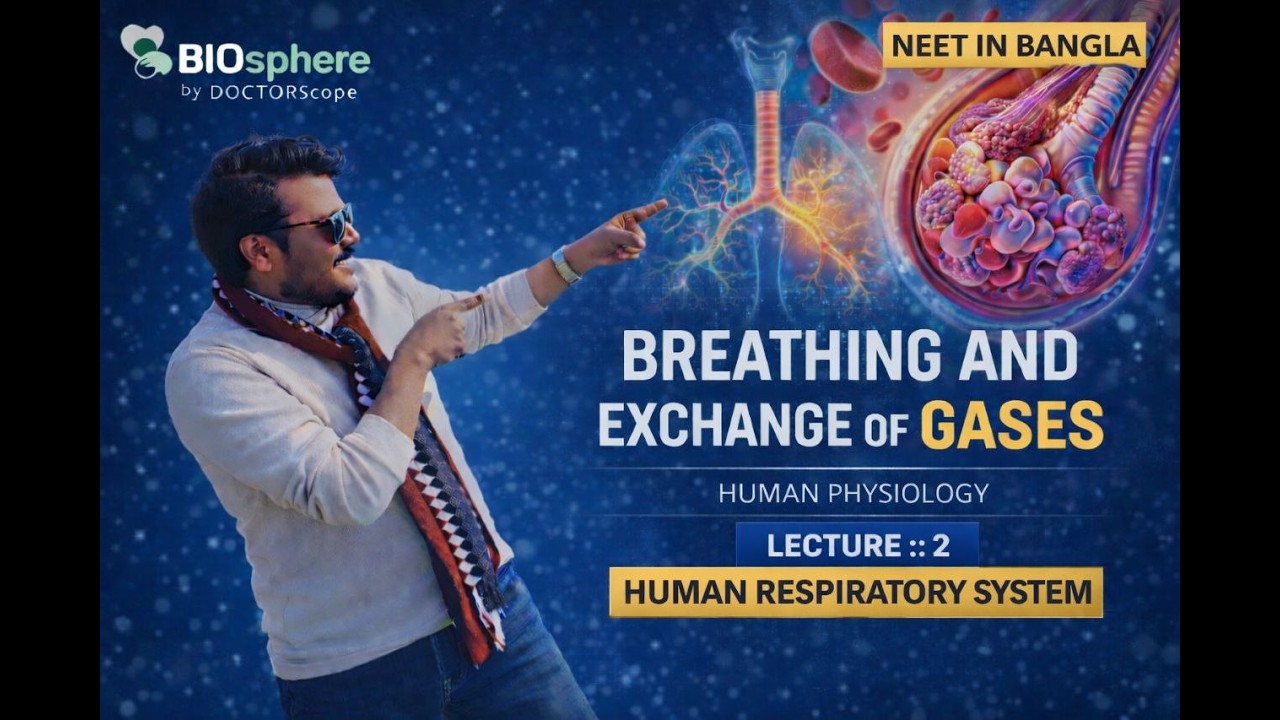 BREATHING AND EXCHANGE OF GASES | LECTURE : 2 | HUMAN RESPIRATORY SYSTEM | CLASS 11 | NEET IN BANGLA