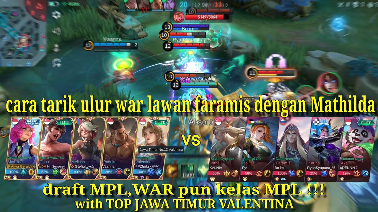 COUNTER FARAMIS,CARA TARIK ULUR WAR MATHILDA WITH TOP GLOBAL VALENTINA, DRAFT DAN WAR RASA MPL!!!