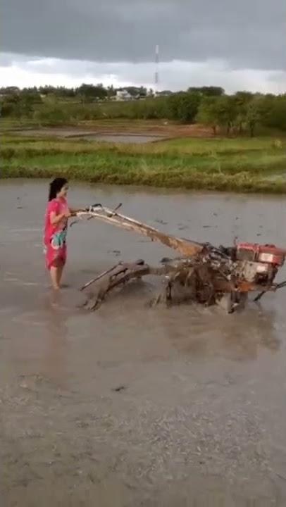 Viral !?! cewek pakai mesin traktor
