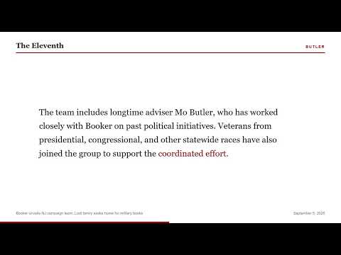 Booker unveils NJ campaign team; Lodi family seeks home for military books