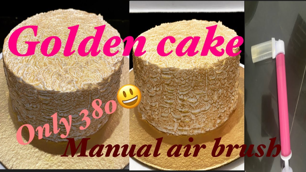 Golden cake/Golden effect on whipping cream🔥/manual airbrush/Malayalam